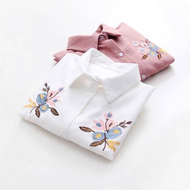 Áo Sơmi dài tay thêu hoa tinh tế