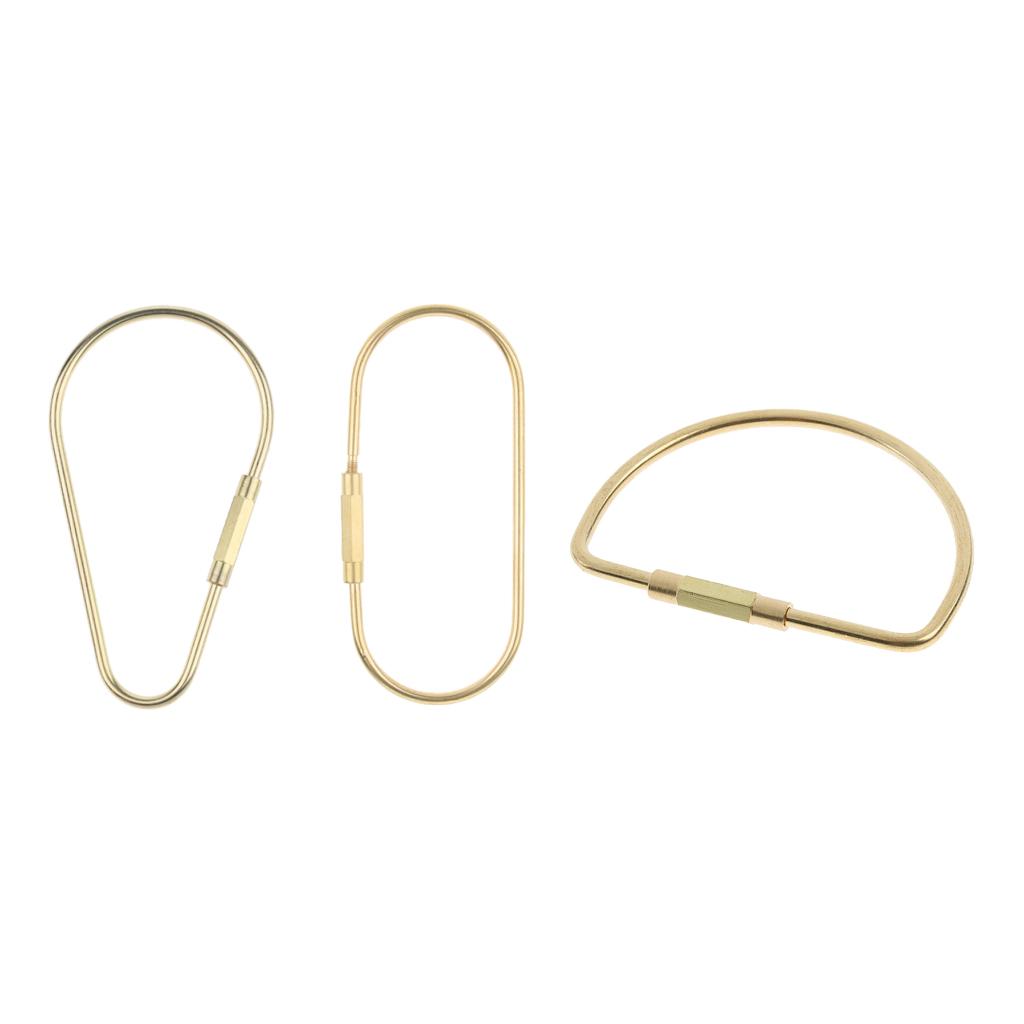 3PCS Portable Solid Brass Screw Lock Clip Key Chain Ring Exquisite Car Keychain