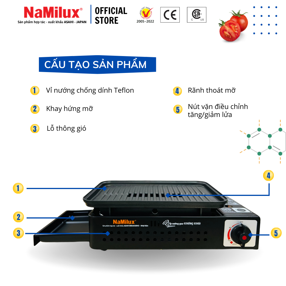 Bếp Nướng Tích Nhiệt NaMilux NH-84F | BBQ, Camping, Dã Ngoại│Cân Mọi Món Nướng: Beefsteak, Cá, Hải sản, Xiên que…│Hàng Chính Hãng