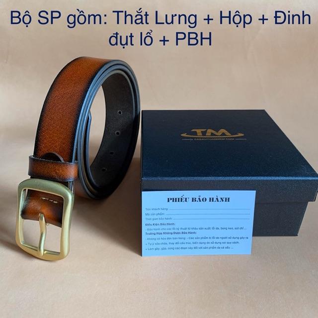 Thắt Lưng Nam Da Bò Nguyên Tắm Mặt Khoá Kim Đồng TM110