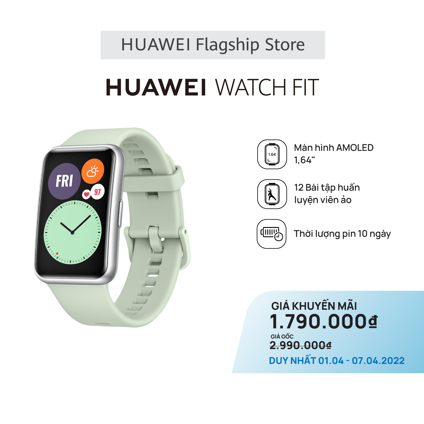 Đồng hồ thông minh Huawei Watch Fit - Hàng Phân Phối Chính Hãng