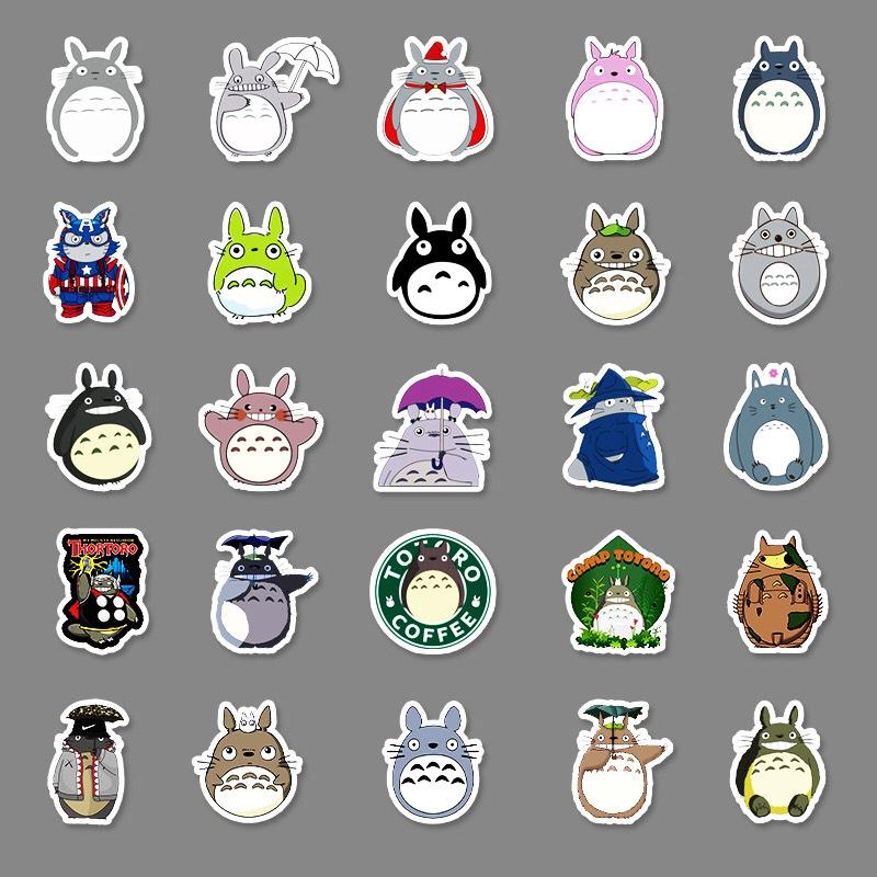 Set 50 Sticker Decal Chống Nước Dễ Thương hình One Piece, Tororo, Vô Diện, Sttch Dán Nón BH, laptop, vali, xe, sổ tay...