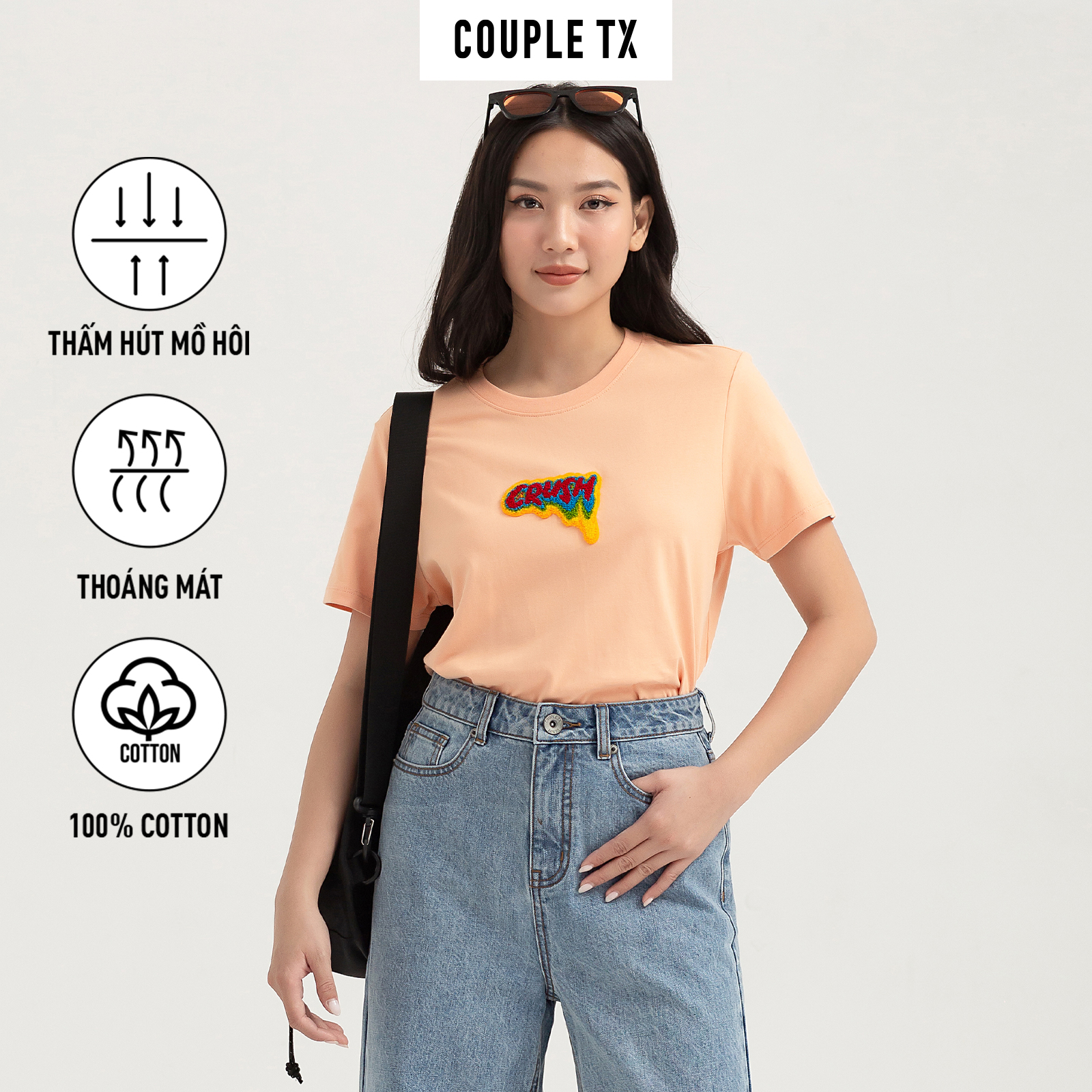 COUPLE TX - Áo Thun Nữ Valentine Regular Fit Thêu Xù Crush WTS 2240