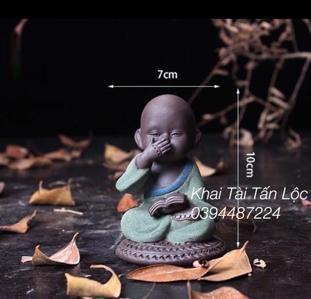 Bộ 3 chú tiểu tam không gốm tử sa mới nhất cao 10 cm