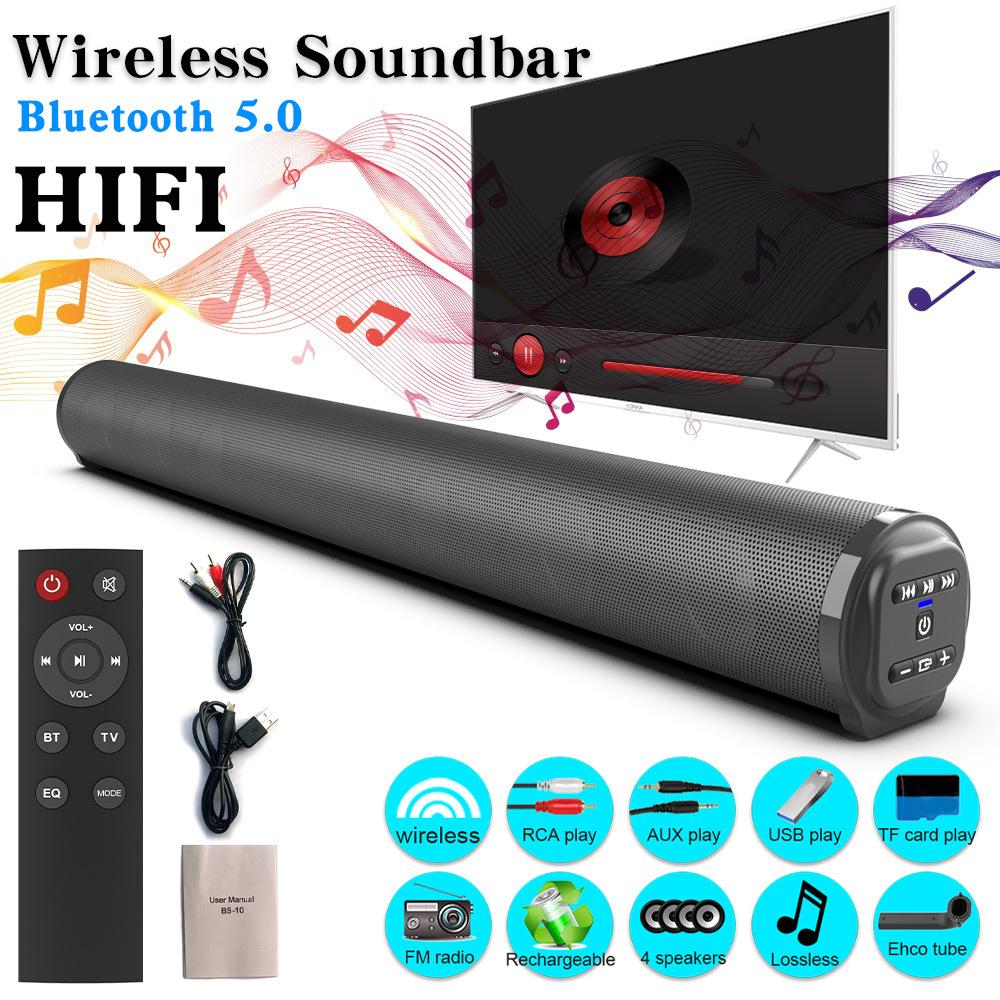 Loa di động Soundbar Blaster Loa Bluetooth Loa siêu trầm TV Máy chiếu Máy tính để bàn TV gia đình Ngoài trời Âm thanh siêu công suất Sound Bar BS-10 Màu sắc: Đen