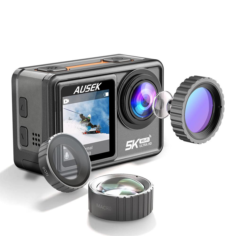 Camera hành động Bộ lọc có thể tháo rời 6 Lens 5K 30fps 60fps 48MP Màn hình kép 2