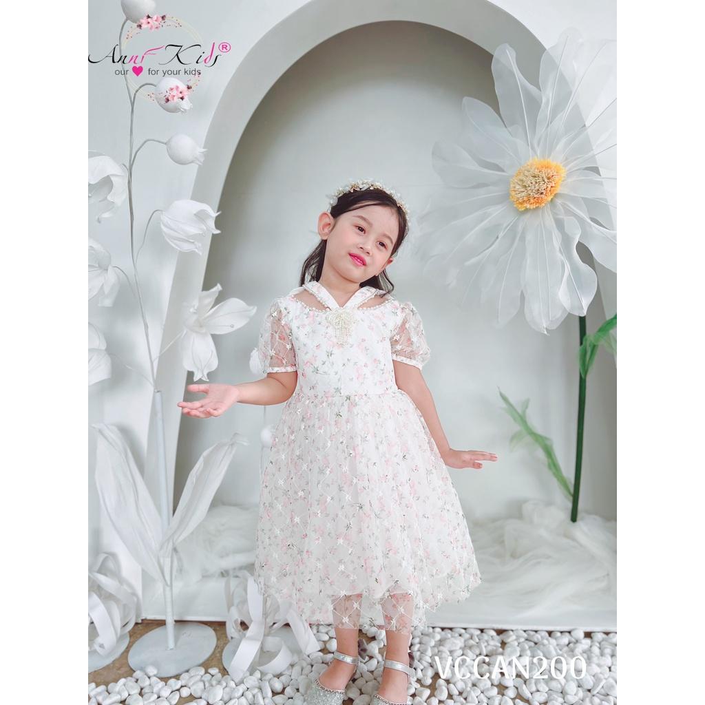 Đầm công chúa ren hoa cho bé gái dự tiệc sang đẹp size 12-35kg hàng thiết kế cao cấp