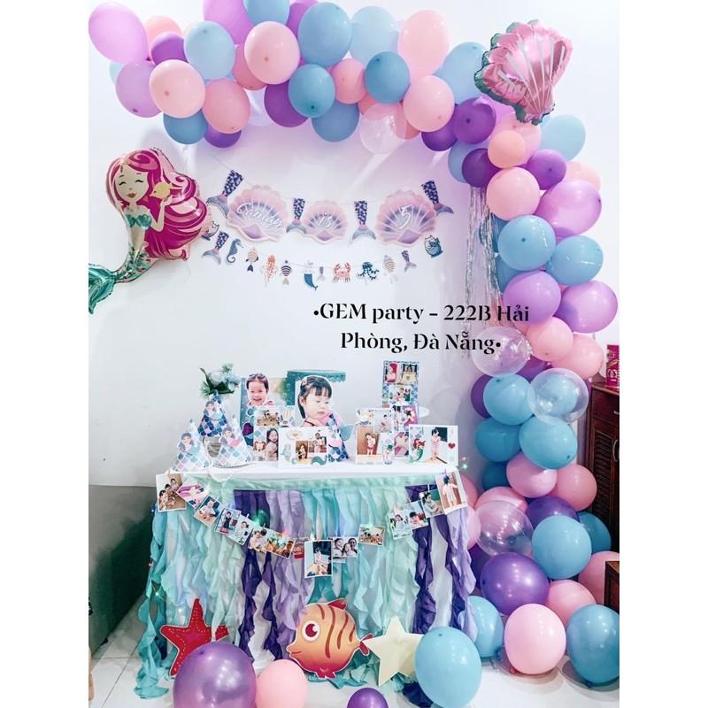 Set sinh nhật Mermaid. Hình Thật khách tự trang trí