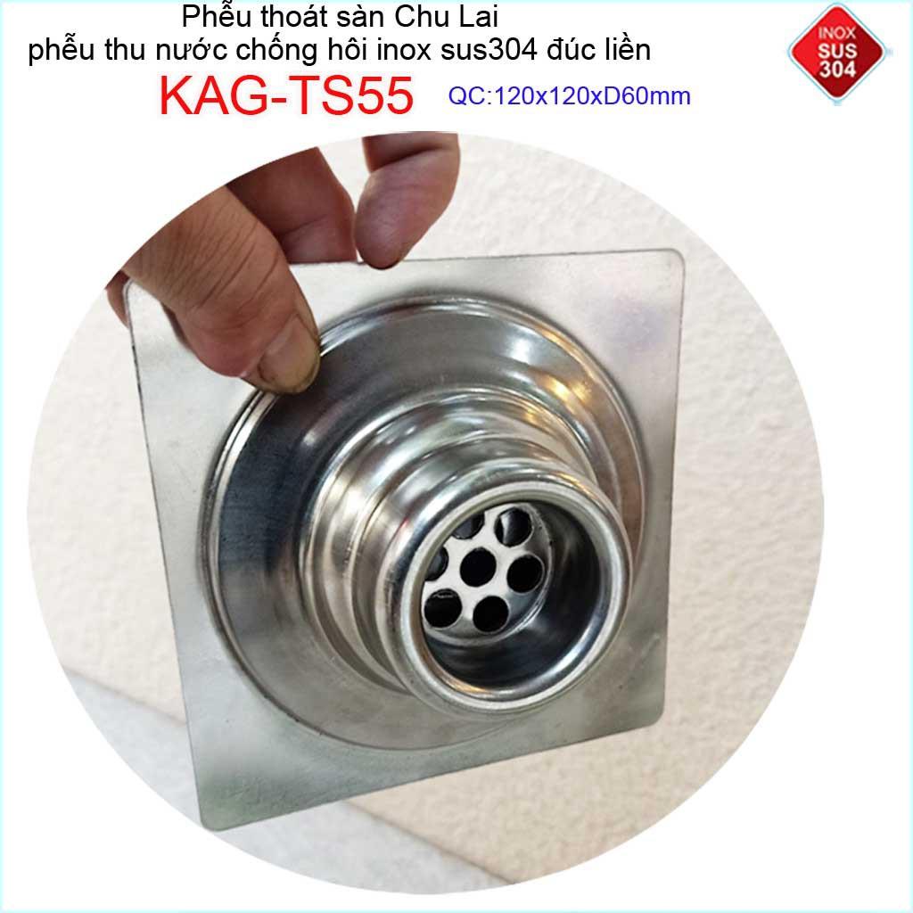 Hố ga thoát sàn Chu lai ống 6cm Inox 304, phễu thoát nước chống hôi 15x15cm-12x12cm-10x10cm ống 60