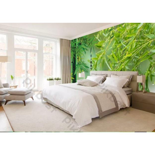 Tranh dán tường Tranh phong thủy làng tre thanh bình, tranh dán tường 3d hiện đại  MS1086809
