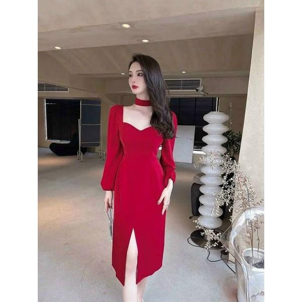 HÀNG NHẬP - ĐẦM BODY XẺ TÀ TAY PHỒNG CỔ VUÔNG