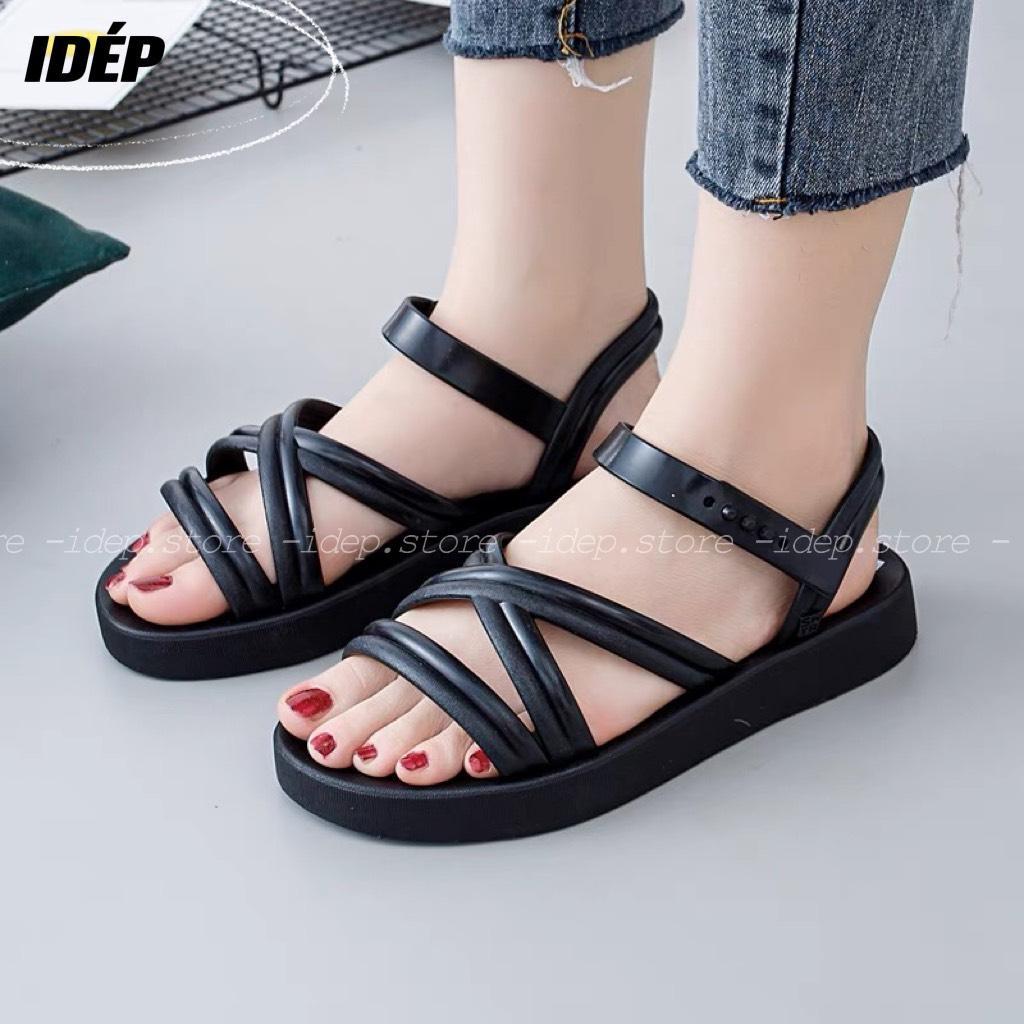 Giày sandal nhựa quai chéo chất liệu cao su INS đi biển, đi mưa siêu bền chống trơn iDÉP- GL070