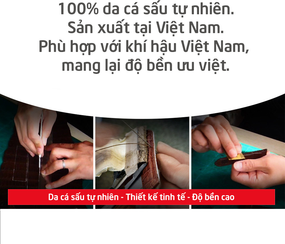 Dây đồng hồ không chỉ viền da cá sấu thật gắn sẵn khóa