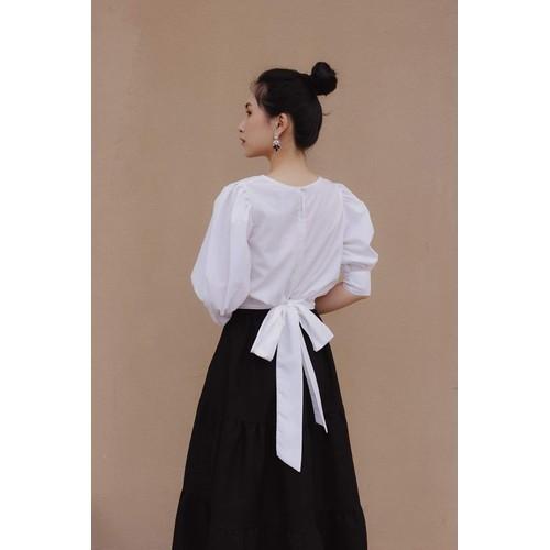 ÁO CỔ TRÒN THẮT NƠ SAU XINH XẮN