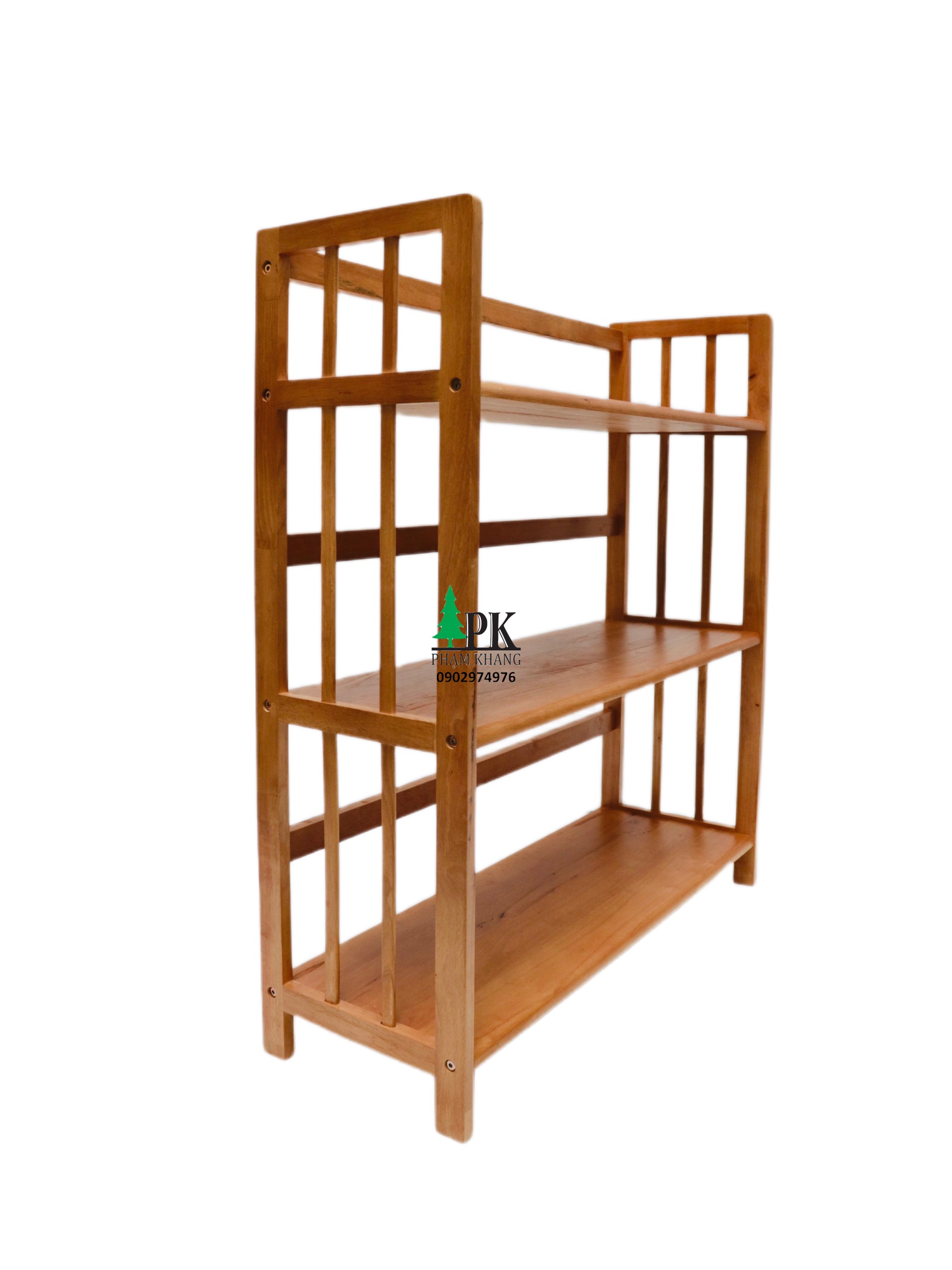 Kệ sách gỗ Phạm Khang 3 tầng rộng 80cm màu vàng cherry