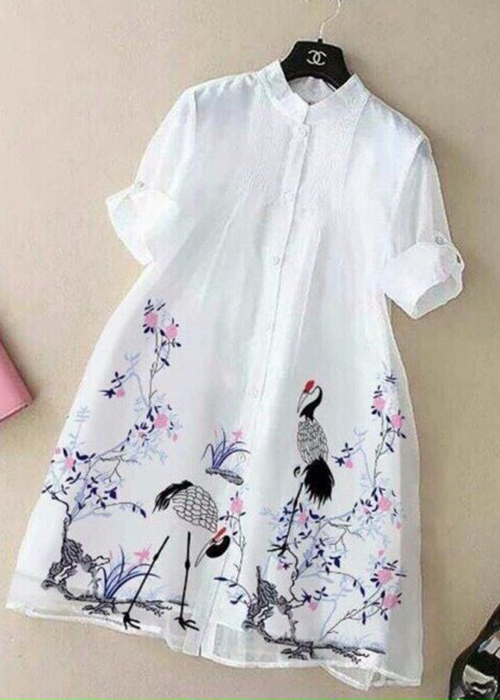 Đầm Voan Suông 2 Lớp In Họa Tiết Thời Trang