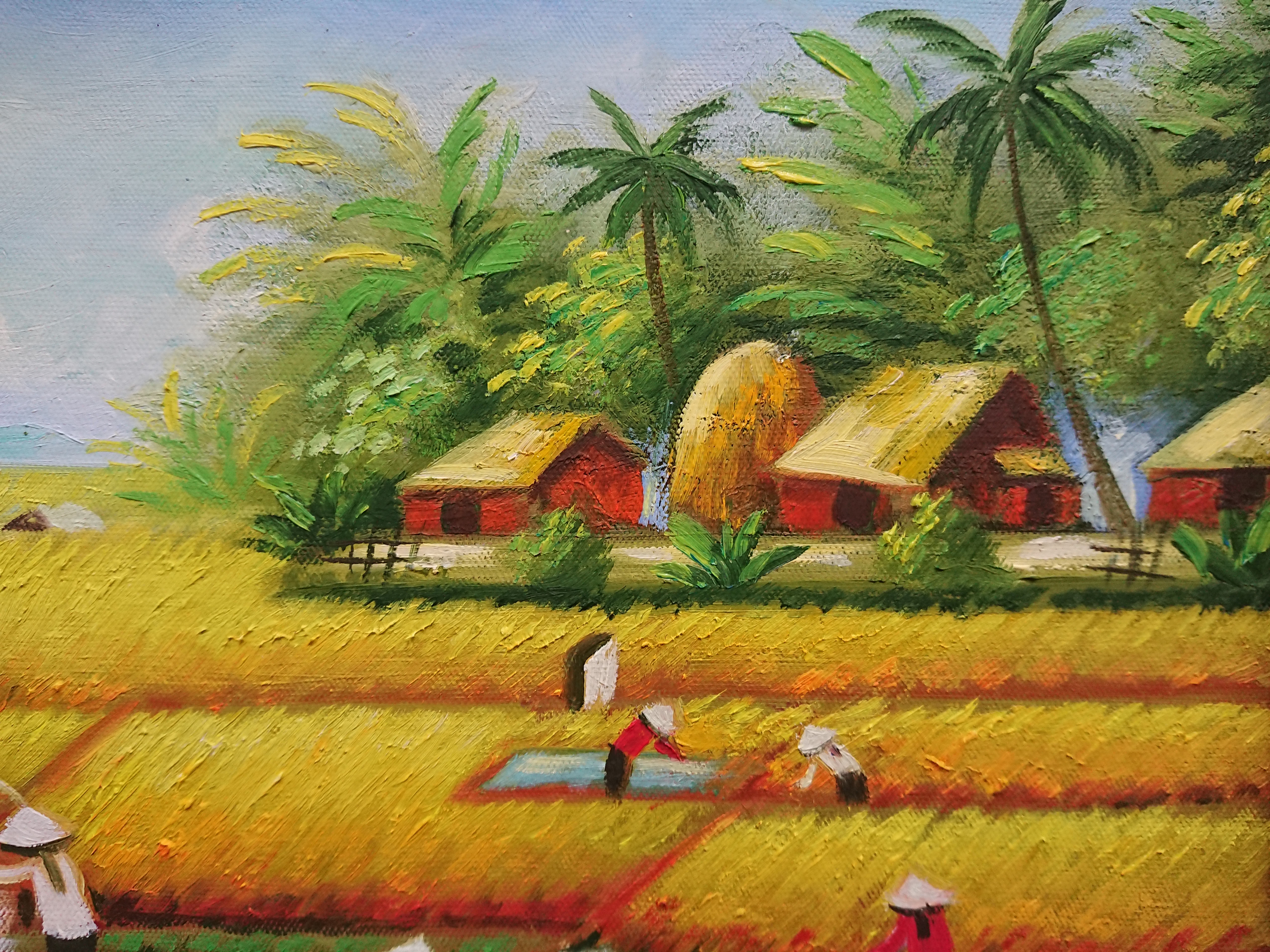 Tranh Tâm Sen - Hối Hả - Sơn Dầu Vẽ Tay 30 x 40cm