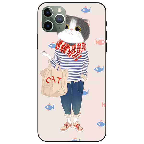 Ốp lưng in cho Iphone 11 Pro Mẫu Người Mèo