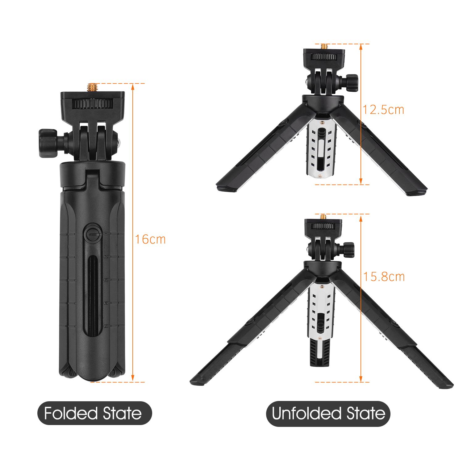 Chân đế gấp ba chân để bàn mini với vít gắn 1/4 inch 5 cấp có thể điều chỉnh cho máy ảnh DSLR không gương lật DV LED