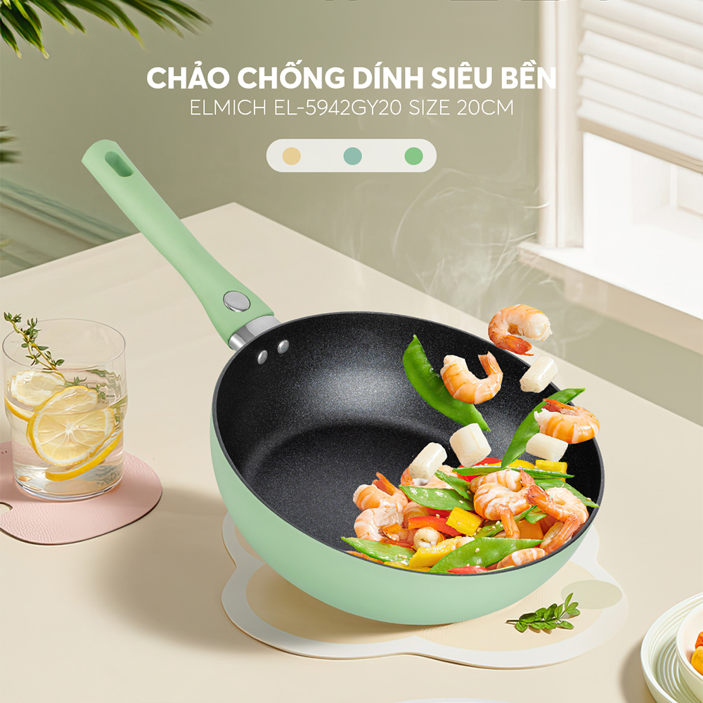 Chảo chống dính siêu bền Elmich EL-5942GY - Hàng Chính Hãng