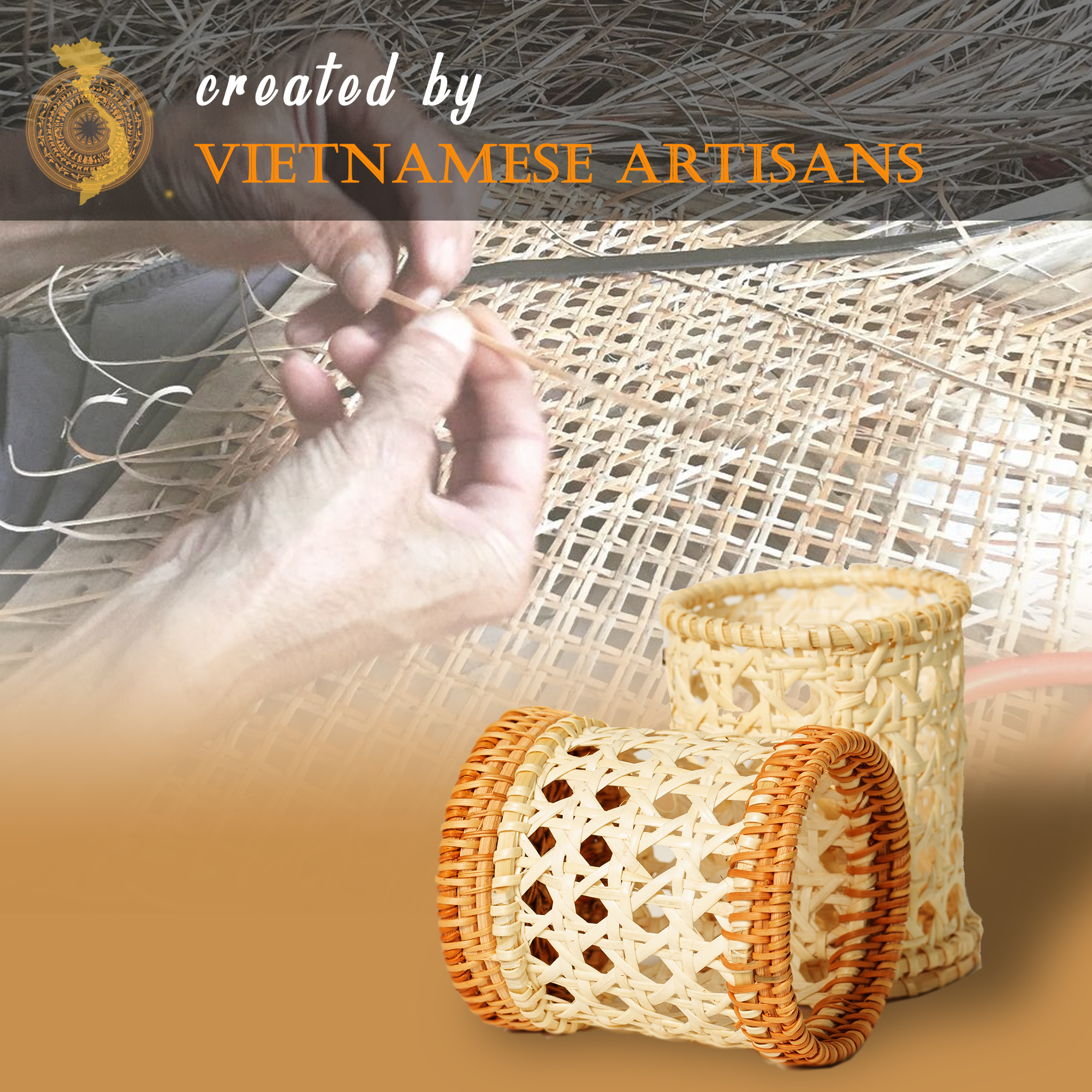 Ống cắm bút để bàn bằng mây tự nhiên , cắm viết thân thiện môi trường