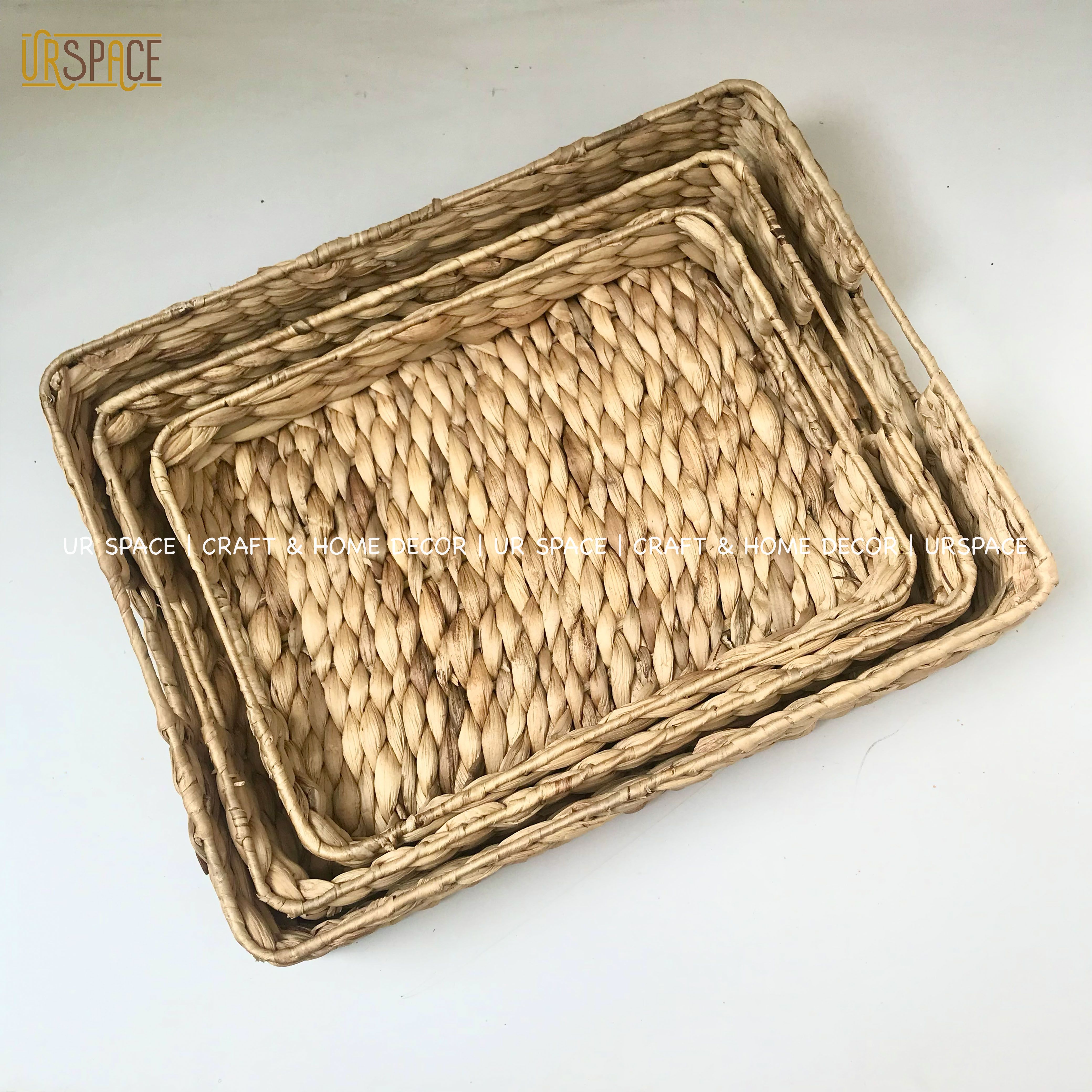 Khay lục bình chữ nhật URSPACE trang trí decor bánh, đựng trái cây / RECTANGLE HYACINTH TRAY