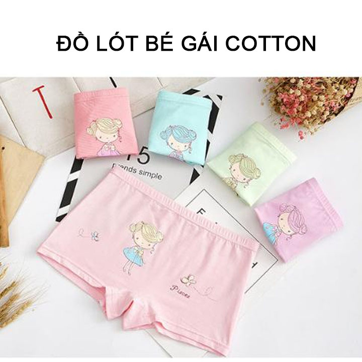 Combo 5 chiếc quần lót bé gái vải cotton cao cấp nguyên chất