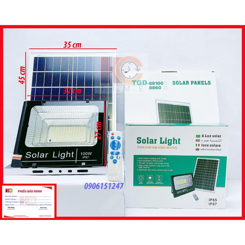 Đèn pha năng lượng mặt trời 100W – Vỏ nhôm, Đèn Led NLMT, Tấm pin NLMT rời, Ánh sáng trắng