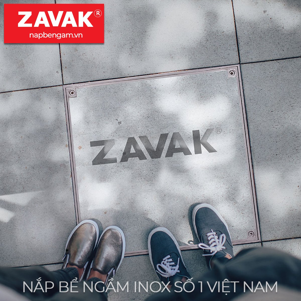 Nắp bể ngầm Zavak Inox 304. MHD* 800x800