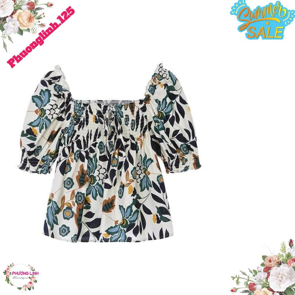 SET ÁO HOA LÁ XANH QUẦN SOOC TRẮNG