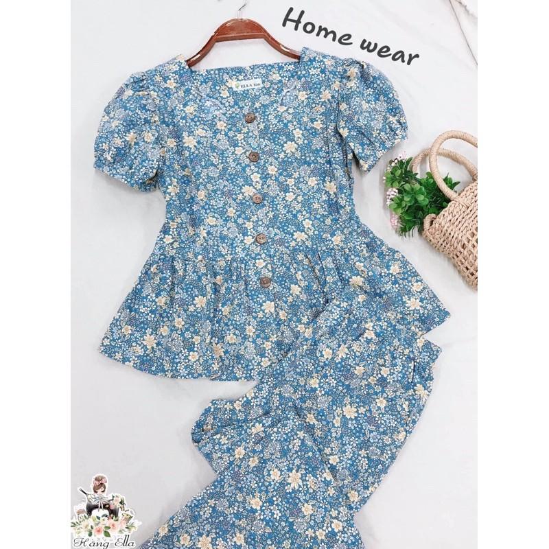 vải thô cotton hoa ella may bộ mặc nhà mềm mát