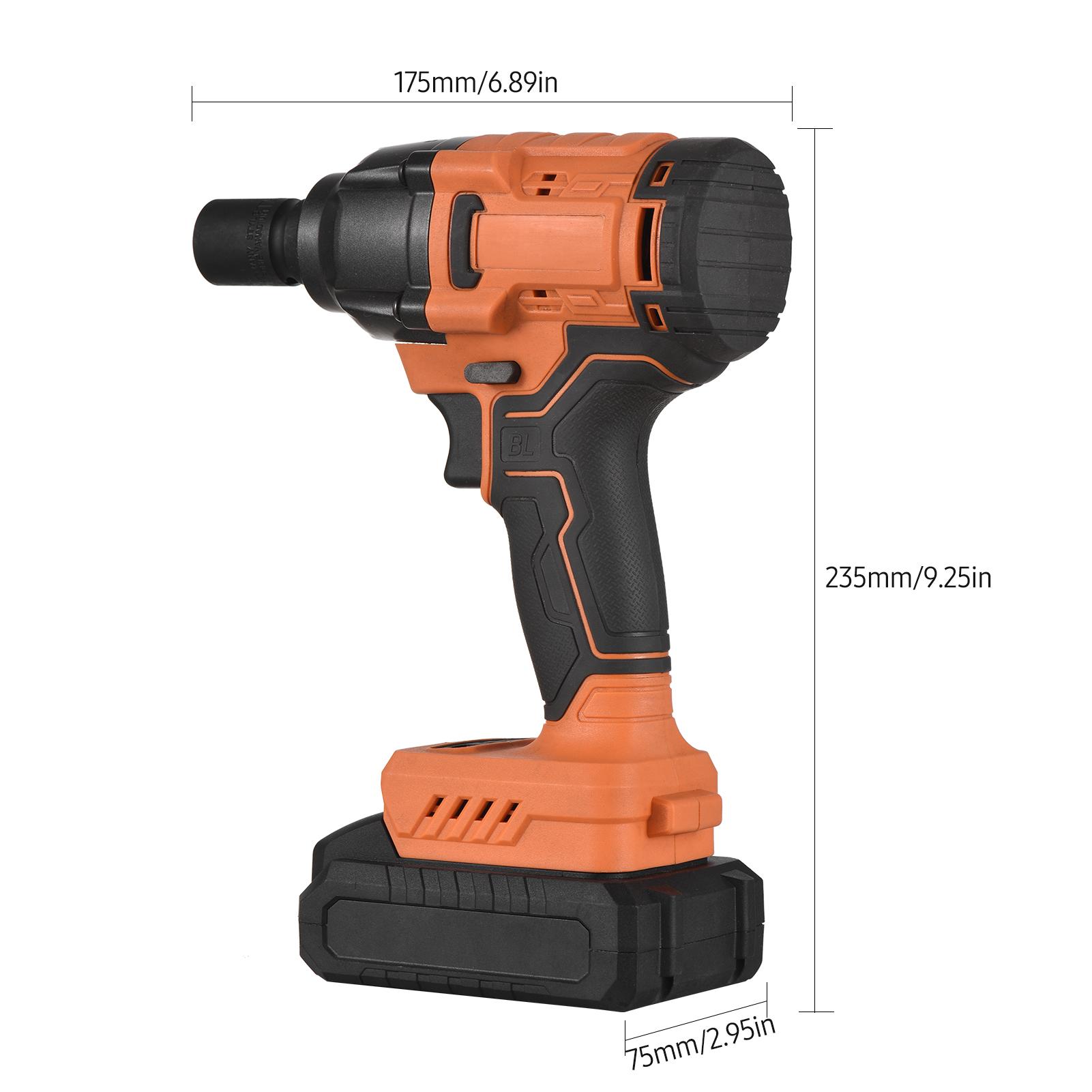 20V Cordless Brushless Impact Wrench with 1/2in Chuck Variable Speed 420N.m Torque Handheld Power Wrench with 4 Sockets 3.0Ah Lithium Battery Fast Charger for Removing Nuts Bolts Auto Repair