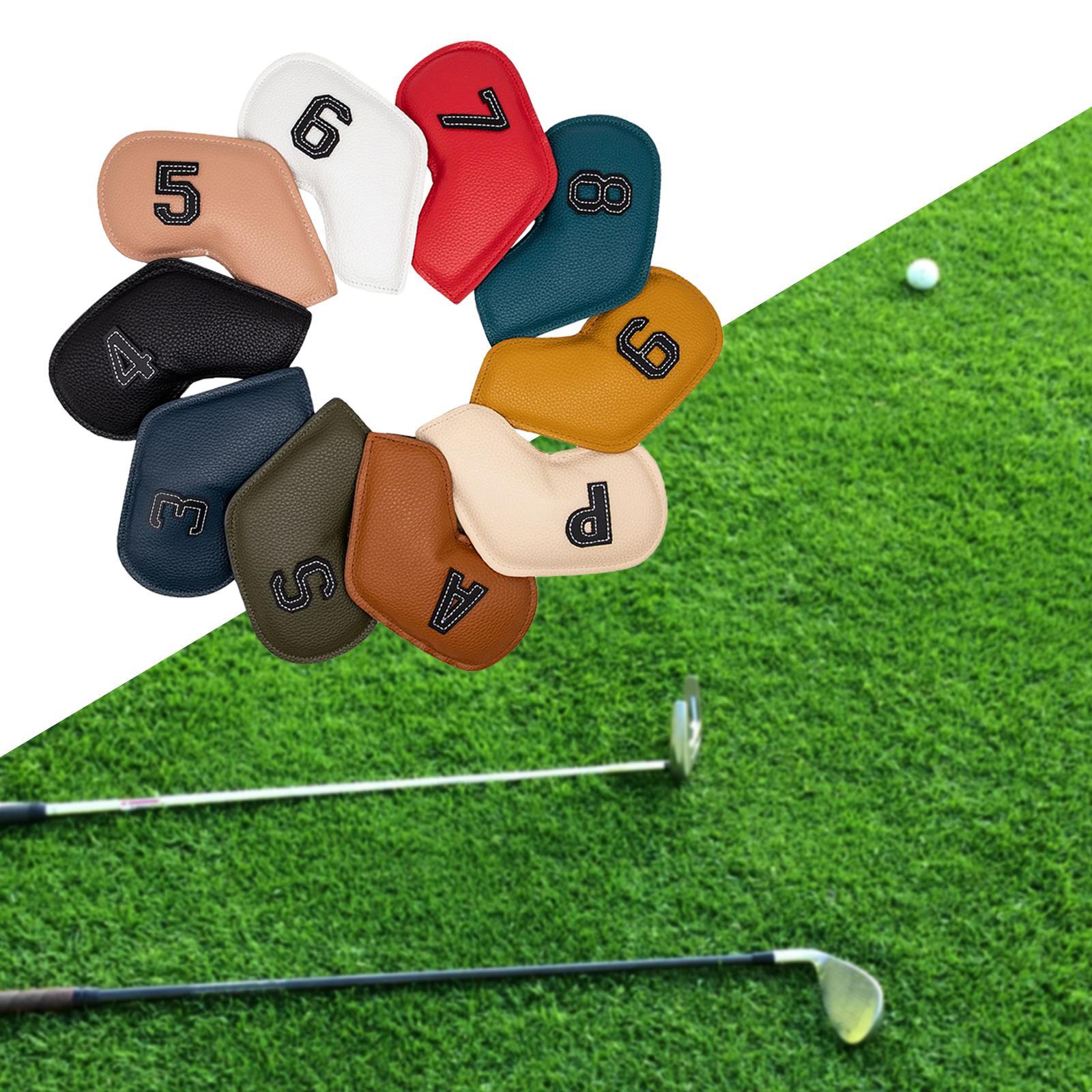 20Pcs Deluxe Golf Iron Headcover 3-9,P,S,A Club Embroidery Number Solid Color Head Cover Club Reused Golf Set Guard for Irons All Brands Men