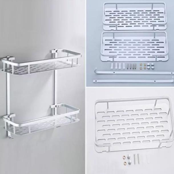 Kệ nhôm chữ nhật 2 tầng khoan hoặc dán keo