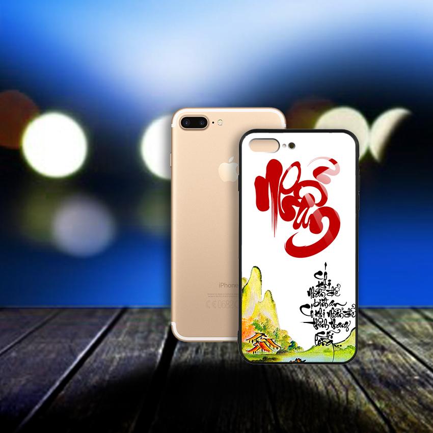 Ốp Lưng Kính Cường Lực cho Iphone 7 Plus / 8 Plus - In chữ thư pháp - 03004 - 7808 NHAN02 -  Hàng Chính Hãng