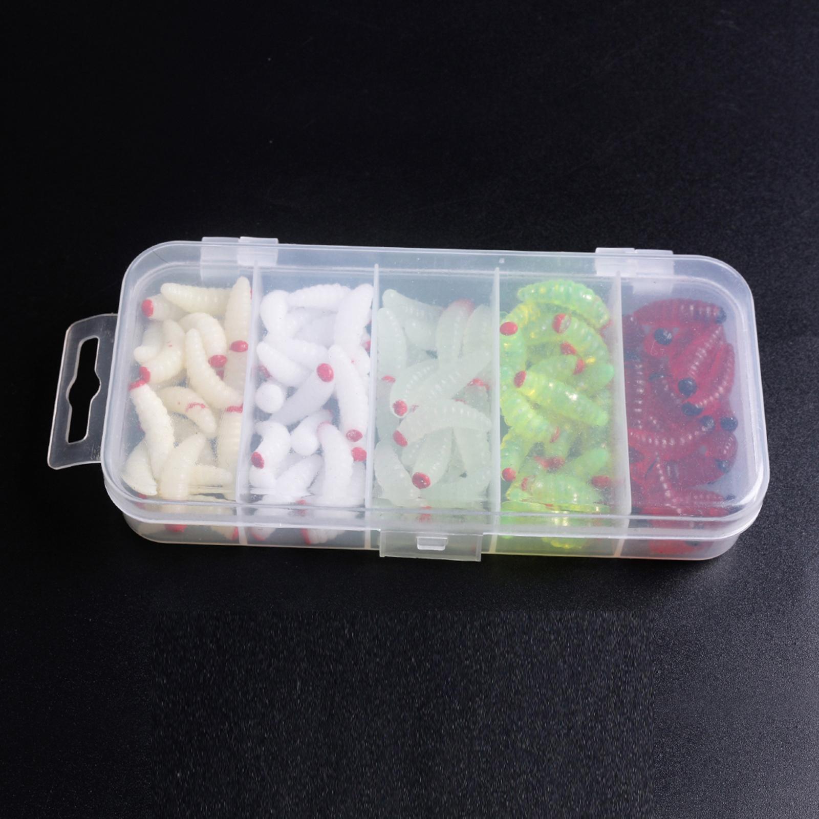 100 Pieces Fishing Lures Baits Soft Fishing Lures for Freshwater Portable for Bass Trout Professional Jig Fishing Gear Simulation Worm Grub