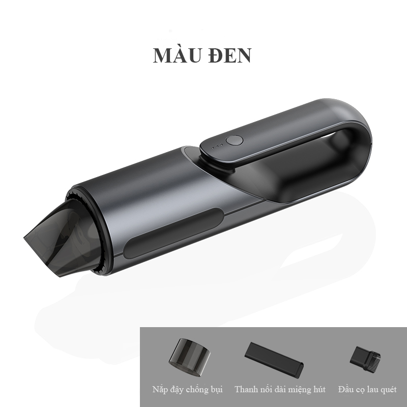 Máy Hút Bụi Ô Tô Xe Hơi Không Dây Cầm Tây Mini – Lực Hút Mạnh 4000Pa Bộ Lọc Hepa 2.0 – Phụ Kiện Tặng Kèm. Hàng Chính Hãng