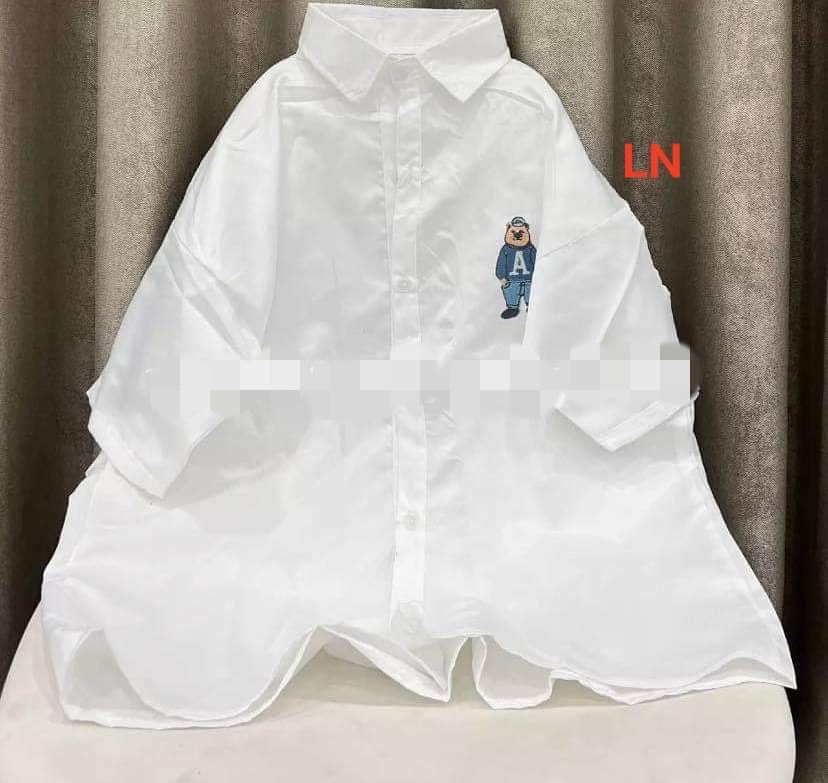 Sơ mi thêu gấu vải mịn mát