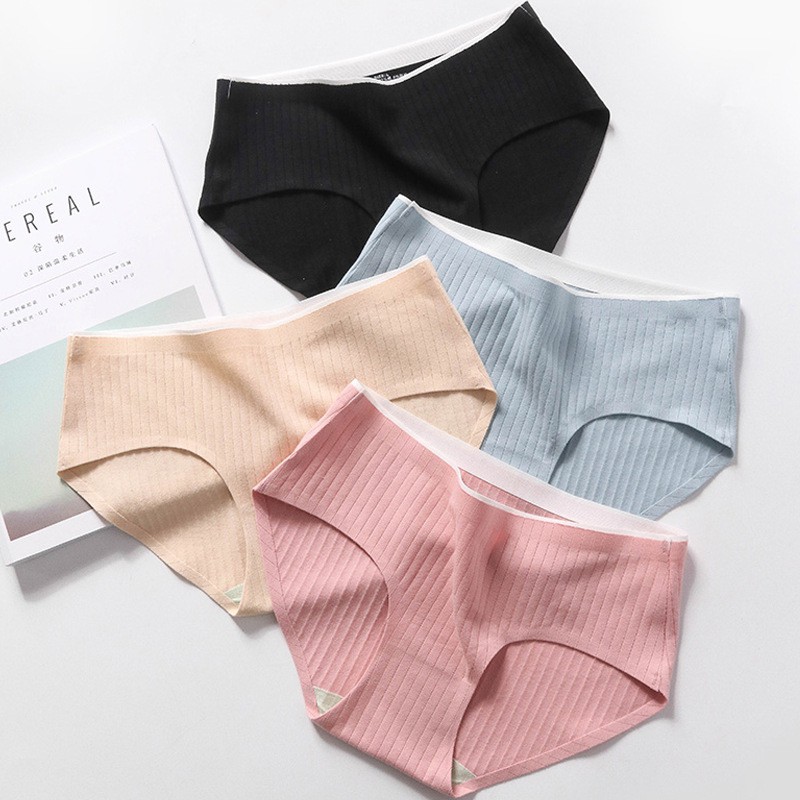 Combo 5 Quần Lót Nữ cotton gân cạp ép không đường may kháng khuẩn thấm hút mồ hôi