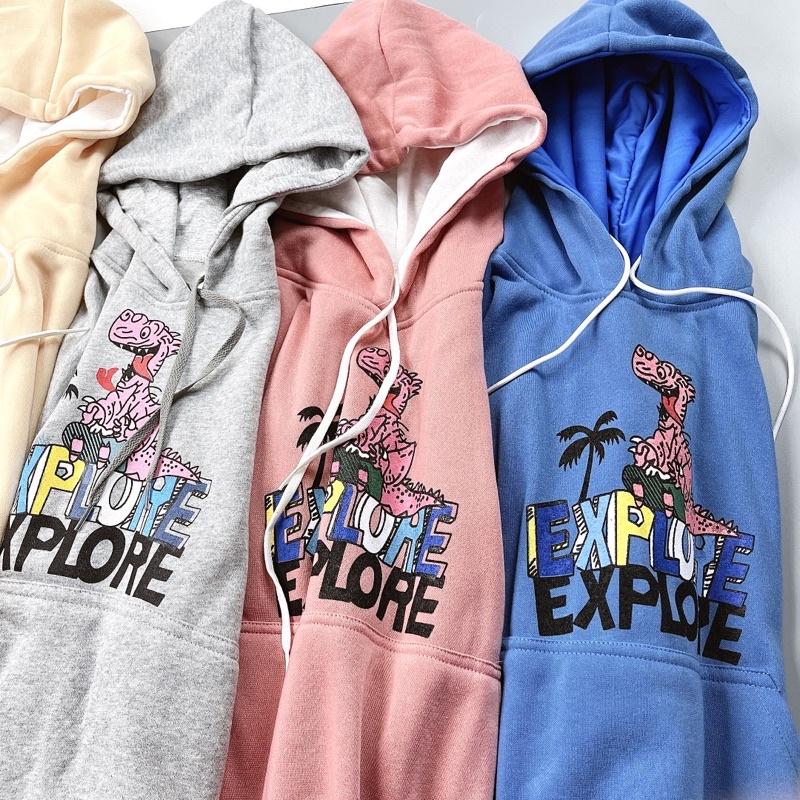 Áo hoodie nam nữ nỉ bông hàng quảng châu form rộng tay phồng khoác nỉ KHỦNG LONG EXPLORE