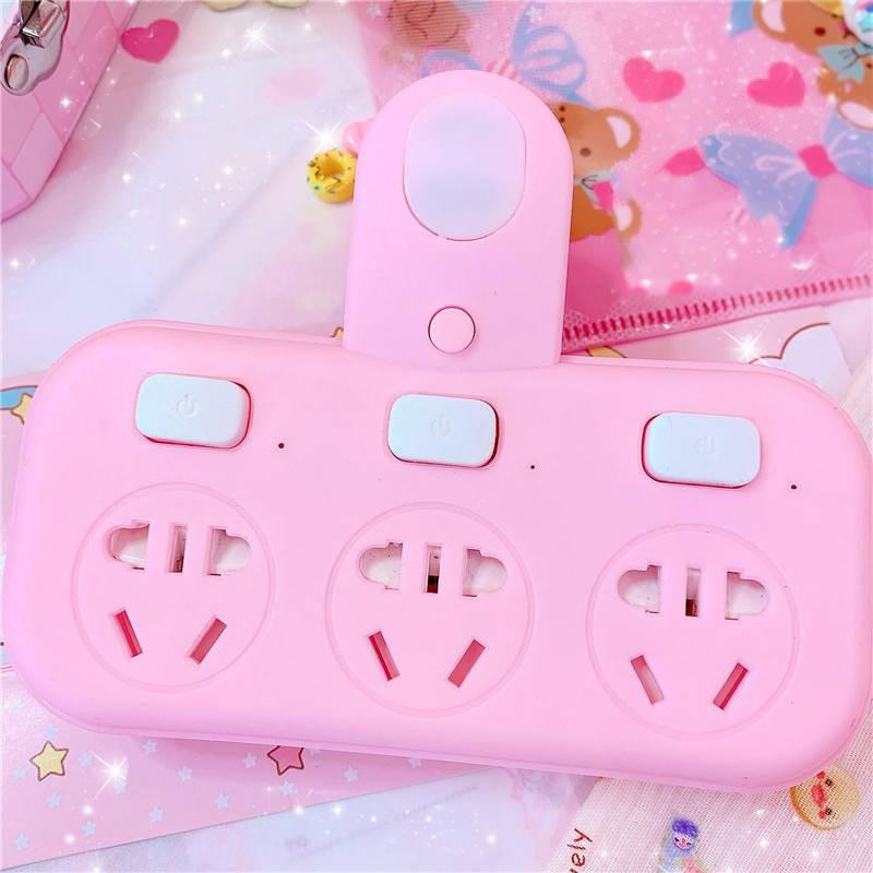 Pink Girl Heart Hộ gia đình, Turn, Pickup Ký túc xá Ổ cắm, Đèn ngủ chuyển đổi, Ổ cắm sạc nhanh USB, khớp, 4 ổ cắm cắm,