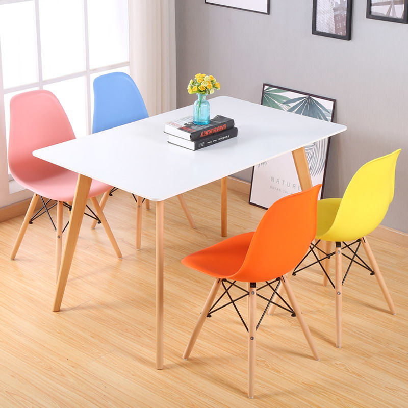 Ghế nhựa cafe chân gỗ Eames S3009, ghế trà sữa, văn phòng, ghế quán ăn