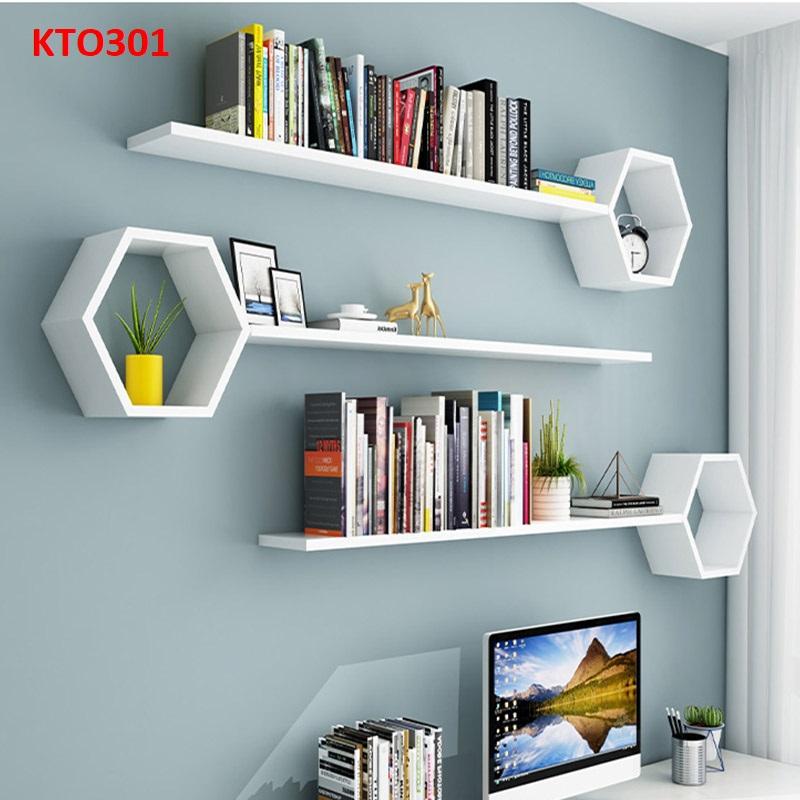 Kệ sách, kệ trang trí, kệ treo tường bằng gỗ MDF KTO301