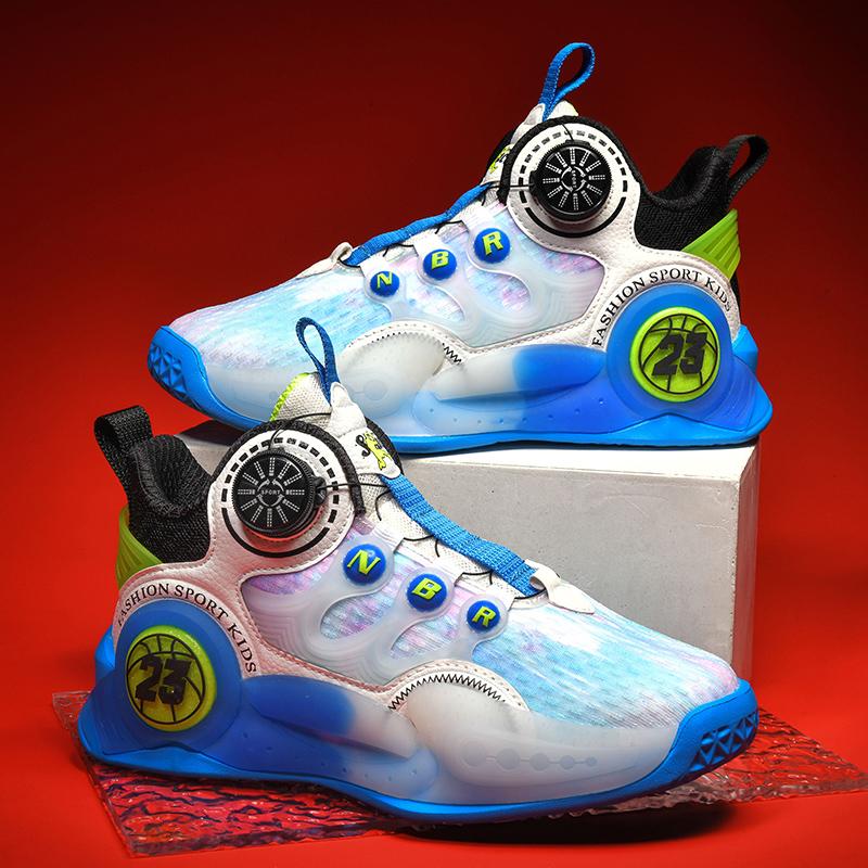 Trẻ em thương hiệu giày bóng rổ nam sinh Noctilucent dày trẻ em giày sneakers nữ giày thể thao giày trẻ gái giỏ giỏ giày Color: Child Shoes Green Shoe Size: 3.5