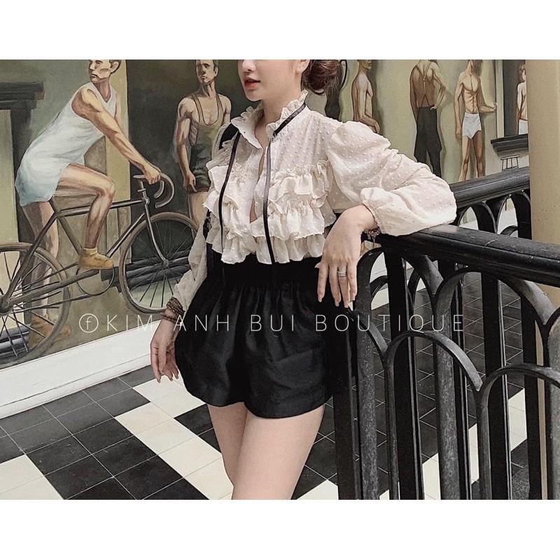 Áo Sơmi Bèo Voan Bi Tiểu Thư, Áo Kiểu Cổ Ren Nơ Điệu Đà Có Ảnh Thật Kèm Video