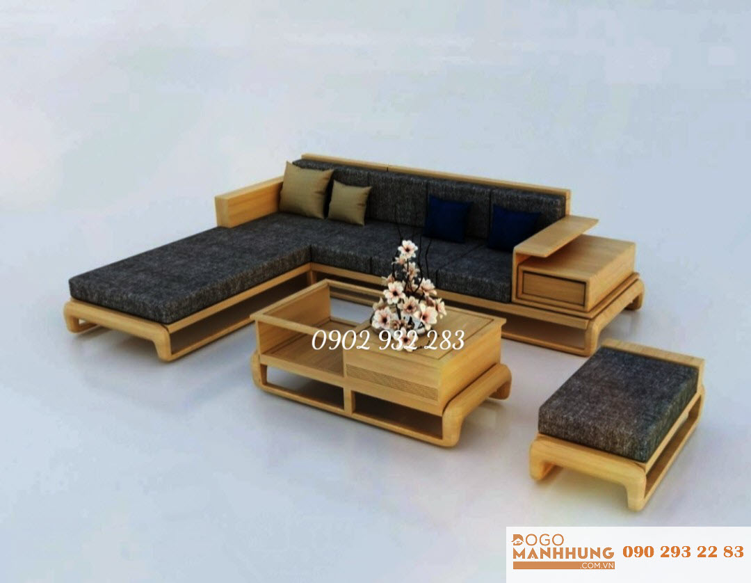 Bộ bàn ghế sofa gỗ góc chân đùi gà S13.5