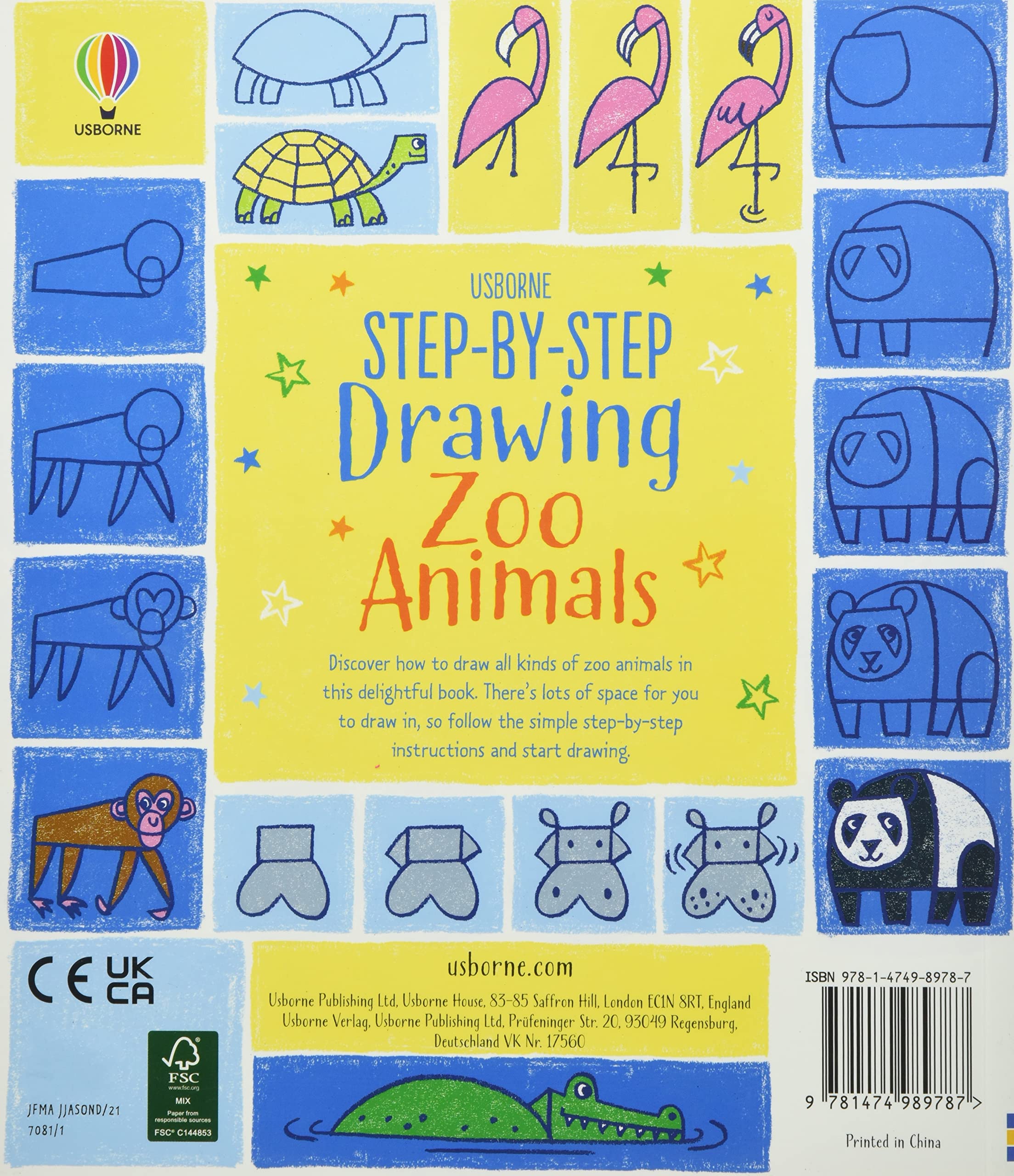 Sách tô vẽ tiếng Anh: Step-by-Step Drawing Zoo Animals