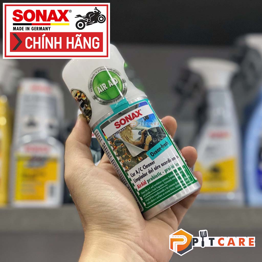 Chai Khử Mùi Và Làm Sạch Dàn Lạnh Dạng Hơi Sonax Car A/C cleaner Ocean-fresh 323600