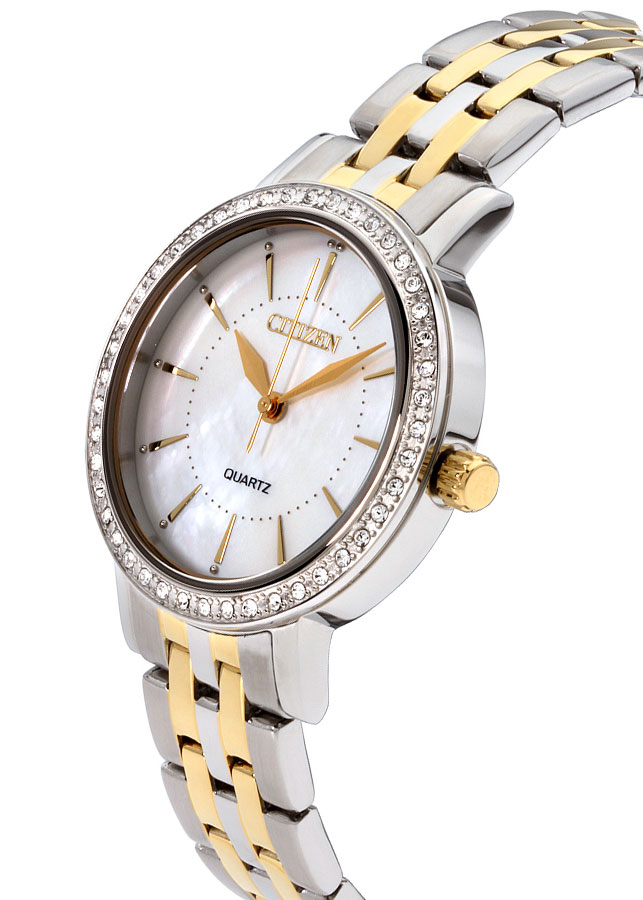 Đồng Hồ Nữ Citizen Đính Đá Swarovski Dây Thép Không Gỉ EL3044-89D - Mặt Xà Cừ