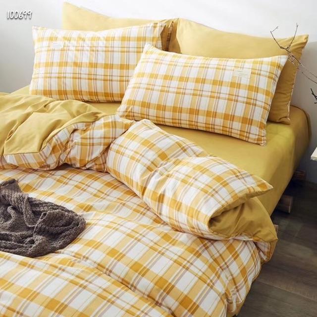 Set Ga Gối Cotton Tici Kẻ Hàng Nhập Khẩu Cao Cấp 4 Món